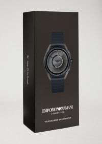 EMPORIO ARMANI  ART5008 Smartwatch touchscreen con cassa in acciaio placcato grigio e cinturino blu in gomma