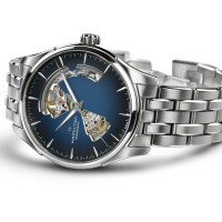 Hamilton JAZZMASTER open heart automatico blu degrade' H32675140