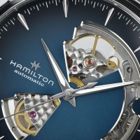 Hamilton JAZZMASTER open heart automatico blu degrade' H32675140