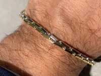 Bracciale maglia cardano in oro bianco e giallo 750/ pinzata