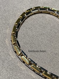 Bracciale maglia cardano in oro bianco e giallo 750/ pinzata